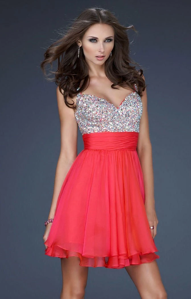 La Femme - 16813 Bejeweled Short Chiffon Party Dress 6 La Femme - 16813 Bejeweled Short Chiffon Party Dress