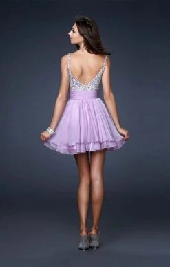 La Femme - 16813 Bejeweled Short Chiffon Party Dress