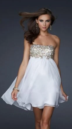 La Femme - 17107 Grecian Damask Lace A-Line Empire Cocktail Dress 7 La Femme - 17107 Grecian Damask Lace A-Line Empire Cocktail Dress