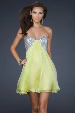 La Femme - 17649 Strapless Sequined Sweetheart Mini Party Dress Cocktail Dresses