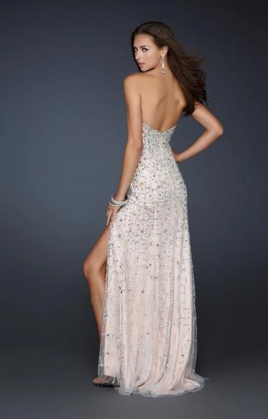 Formal Gowns La Femme - 17975 Strapless Beaded Chiffon Sheath Dress With Slit 4 Formal Gowns La Femme - 17975 Strapless Beaded Chiffon Sheath Dress With Slit