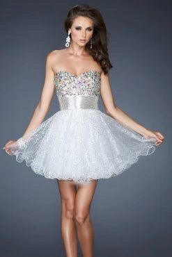 Cocktail Dresses La Femme - 18902 Multi-Color Jeweled Sweetheart Short Dress