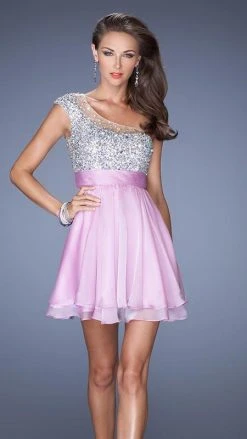 La Femme - 19456 Sparkling One-Shoulder Party Cocktail Dress Cocktail Dresses