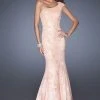 Formal Gowns La Femme - 19604 Asymmetrical Cap Sleeve Lace Gown