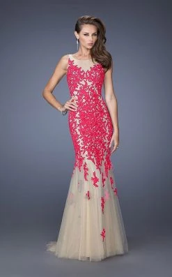 La Femme - 19916 Elaborate Lace Appliqued Jewel Tulle Mermaid Gown Formal Gowns