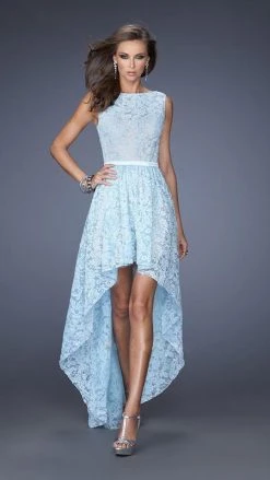 La Femme - 20113 Refined Lace High-Low Celebration Dress