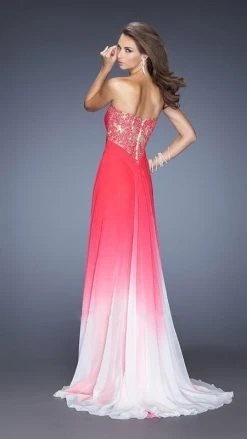 La Femme - 20167 Ombre Lace Trimmed Sweetheart A-Line Gown