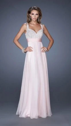 La Femme - 20203 Rhinestone Embellished Sweetheart Chiffon A-line Gown