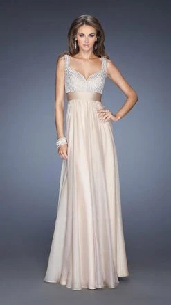 La Femme - 20203 Rhinestone Embellished Sweetheart Chiffon A-line Gown