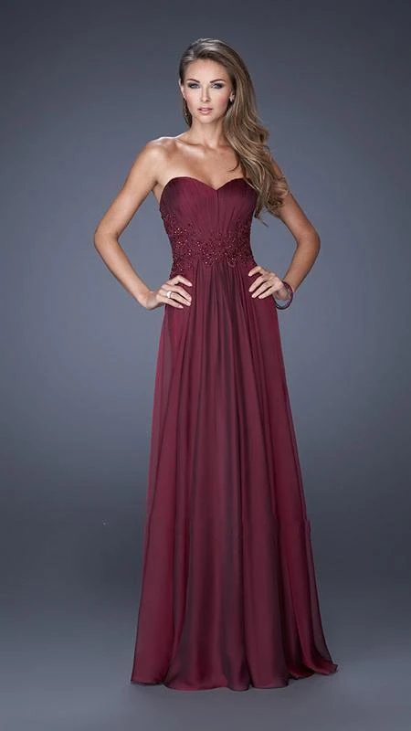 La Femme - 20449 Strapless Sweetheart Gown With Beaded Lace Applique Formal Gowns 7 La Femme - 20449 Strapless Sweetheart Gown With Beaded Lace Applique Formal Gowns