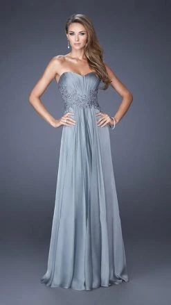 La Femme - 20449 Strapless Sweetheart Gown With Beaded Lace Applique Formal Gowns 9 La Femme - 20449 Strapless Sweetheart Gown With Beaded Lace Applique Formal Gowns