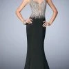 La Femme - 22365 Beaded Stretch Satin Mermaid Dress 1 La Femme - 22365 Beaded Stretch Satin Mermaid Dress