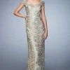 La Femme - 22984 Cap Sleeve Lace Brocade Evening Gown Formal Gowns 2 La Femme - 22984 Cap Sleeve Lace Brocade Evening Gown Formal Gowns
