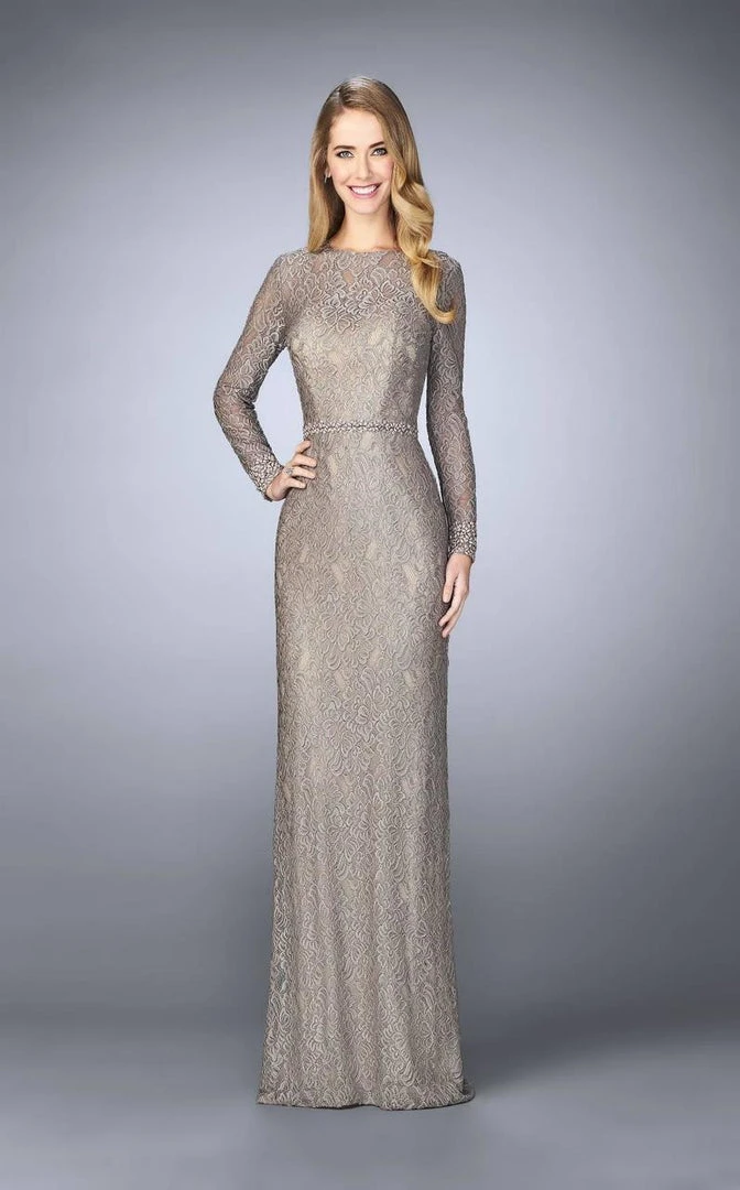 La Femme - 23115 Lace Long Sleeves Sheath Long Dress Formal Gowns 3 La Femme - 23115 Lace Long Sleeves Sheath Long Dress Formal Gowns
