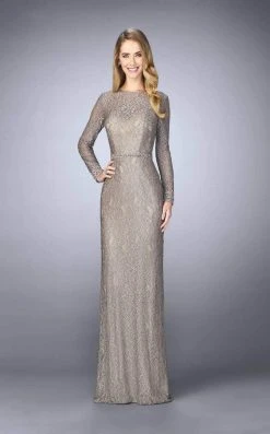 La Femme - 23115 Lace Long Sleeves Sheath Long Dress Formal Gowns 7 La Femme - 23115 Lace Long Sleeves Sheath Long Dress Formal Gowns