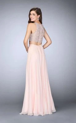 Formal Gowns La Femme 23775SC Sleeveless Two-Piece Lace And Chiffon Gown - 3 Pc Blush In Sizes 2, 10, & 12 Available