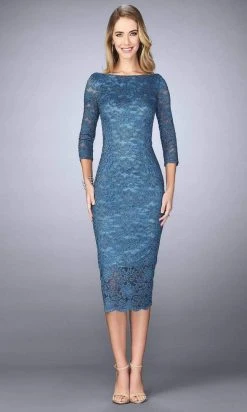 La Femme - 24875 Lace Tea Length Dress 10 La Femme - 24875 Lace Tea Length Dress