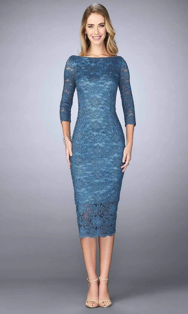 La Femme - 24875 Lace Tea Length Dress 5 La Femme - 24875 Lace Tea Length Dress