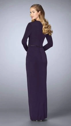 Formal Gowns La Femme - 24927 Long Sleeve Drape Tulip Gown