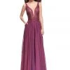 Formal Gowns La Femme - 25513SC Embellished Plunging V-neck Long Dress - 1 Pc Boysenberry In Size 4 Available 2 Formal Gowns La Femme - 25513SC Embellished Plunging V-neck Long Dress - 1 Pc Boysenberry In Size 4 Available