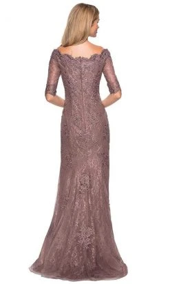 La Femme - 26943SC Bedazzled Scalloped V-neck Trumpet Dress - 1 Pc Cocoa In Size 6 Available Formal Gowns 6 La Femme - 26943SC Bedazzled Scalloped V-neck Trumpet Dress - 1 Pc Cocoa In Size 6 Available Formal Gowns