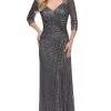 Homecoming Dresses La Femme - 27930SC Sequined V-neck Evening Dress - 1 Pc Gunmetal In Size 14 Available 2 Homecoming Dresses La Femme - 27930SC Sequined V-neck Evening Dress - 1 Pc Gunmetal In Size 14 Available