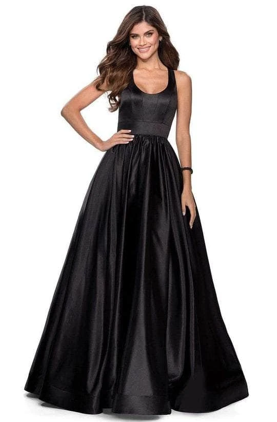 Formal Gowns La Femme - 28281 Low Scoop Neck Pleated Ballgown - 1 Pc Black In Size 10 Available 3 Formal Gowns La Femme - 28281 Low Scoop Neck Pleated Ballgown - 1 Pc Black In Size 10 Available