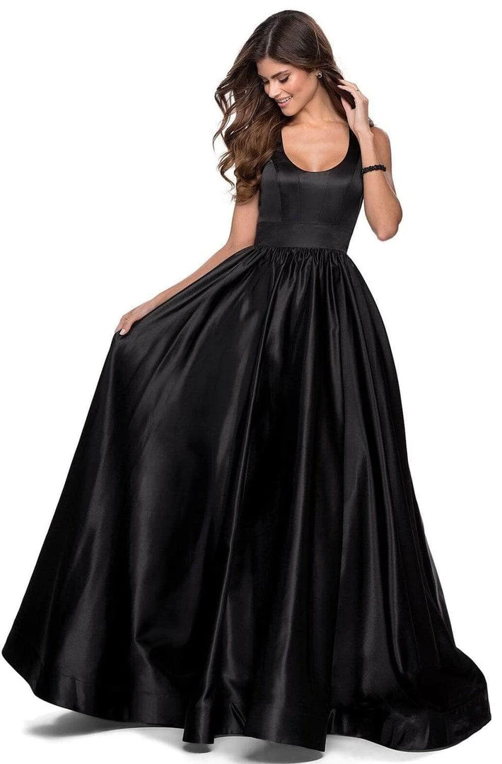 Formal Gowns La Femme - 28281 Low Scoop Neck Pleated Ballgown - 1 Pc Black In Size 10 Available 4 Formal Gowns La Femme - 28281 Low Scoop Neck Pleated Ballgown - 1 Pc Black In Size 10 Available