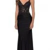 Formal Gowns La Femme - 29774 Sheer Lace Plunging V Neckline Long Dress - 1 Pc Black In Size 2 Available 2 Formal Gowns La Femme - 29774 Sheer Lace Plunging V Neckline Long Dress - 1 Pc Black In Size 2 Available