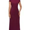 La Femme - Cap Sleeve Bateau Jersey Sheath Dress 28026SC - 2 Pcs Wine In Sizes 8 And 10 Available Formal Gowns