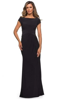 Formal Gowns La Femme - Cap Sleeve Cross Draped Jersey Dress 28026SC