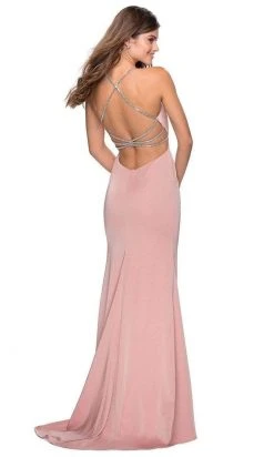 La Femme - Embellished Halter Sheath Dress 28537SC - 1 Pc Blush In Size 8 Available Formal Gowns 5 La Femme - Embellished Halter Sheath Dress 28537SC - 1 Pc Blush In Size 8 Available Formal Gowns