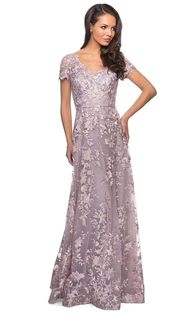 La Femme - Floral Embroidered Lace A-Line Dress 27870SC 5 La Femme - Floral Embroidered Lace A-Line Dress 27870SC