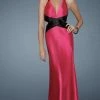 Formal Gowns La Femme Gigi - 14660 Deep V-Neck Halter Gown With Crisscross Back