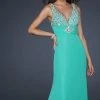 La Femme Gigi - 17665 Jewel Embellished V-Neck Chiffon A-line Gown
