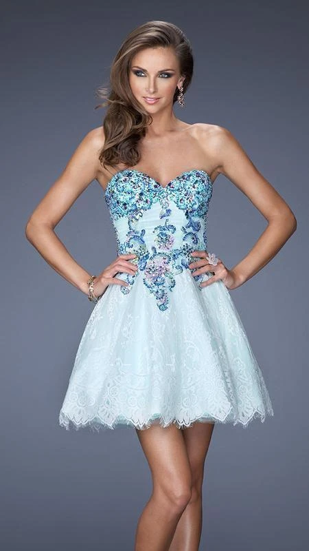 La Femme Gigi - 19973 Embellished Lace Strapless Babydoll Dress Cocktail Dresses 3 La Femme Gigi - 19973 Embellished Lace Strapless Babydoll Dress Cocktail Dresses