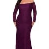 Formal Gowns La Femme - Lace Off-Shoulder Sheath Dress 28859SC - 1 Pc Dark Berry In Size 16W Available 2 Formal Gowns La Femme - Lace Off-Shoulder Sheath Dress 28859SC - 1 Pc Dark Berry In Size 16W Available