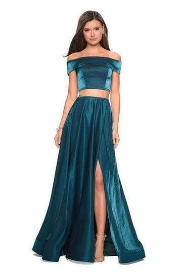 La Femme - Off Shoulder Fitted Fold-Over A-Line Dress 26919SC - 1 Pc Navy In Size 0 Available Formal Gowns 3 La Femme - Off Shoulder Fitted Fold-Over A-Line Dress 26919SC - 1 Pc Navy In Size 0 Available Formal Gowns