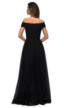 La Femme - Pleat-Ornate Off Shoulder A-Line Gown 28051SC - 1 Pc Black In Size 14 Available Formal Gowns