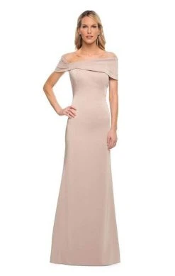 Formal Gowns La Femme - Pleated Off Shoulder Sheath Dress 29537SC 9 Formal Gowns La Femme - Pleated Off Shoulder Sheath Dress 29537SC