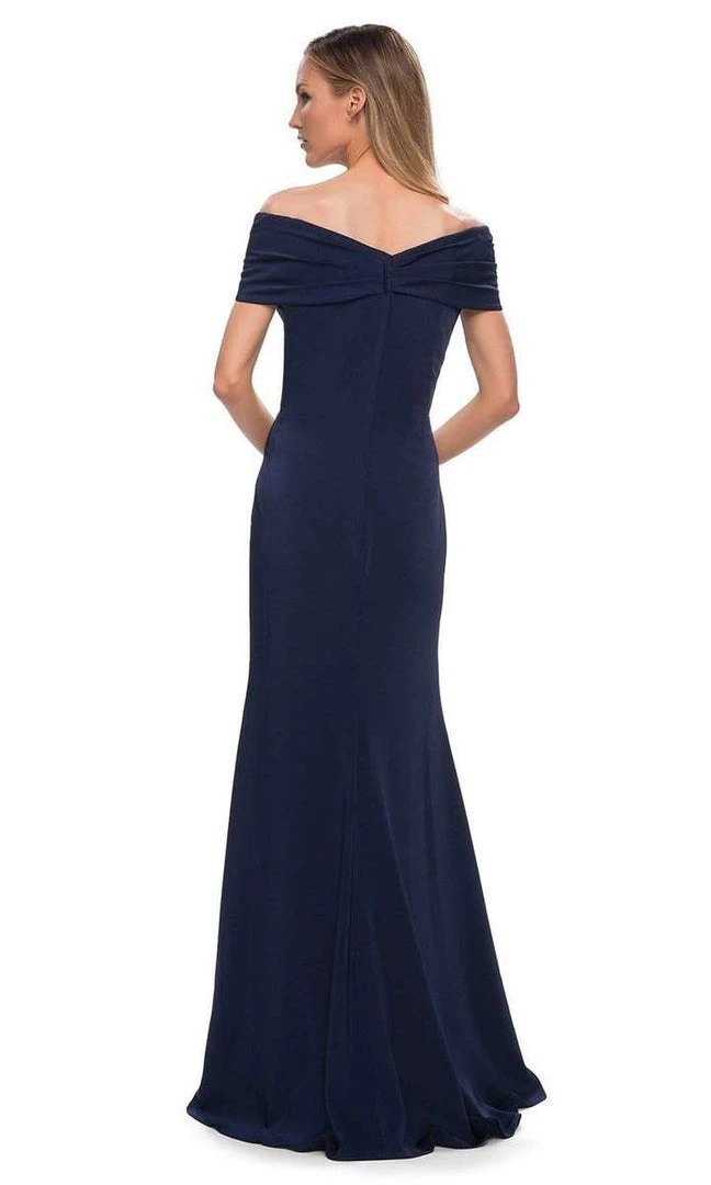 Formal Gowns La Femme - Pleated Off Shoulder Sheath Dress 29537SC 4 Formal Gowns La Femme - Pleated Off Shoulder Sheath Dress 29537SC