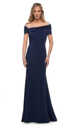 Formal Gowns La Femme - Pleated Off Shoulder Sheath Dress 29537SC