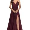 La Femme - Pleated Ornate Chiffon High Slit Dress 28611SC Formal Gowns