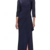 Formal Gowns La Femme - Quarter Sleeve Draped High Slit Dress 28197SC