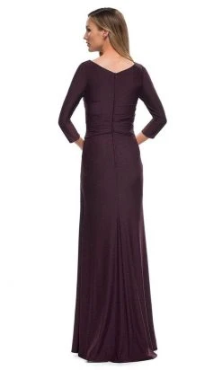 La Femme - Ruche-Ornate V-Neck Evening Dress 29223SC - 1 Pc Dark Garnet In Size 14 Available Mother Of The Bride 7 La Femme - Ruche-Ornate V-Neck Evening Dress 29223SC - 1 Pc Dark Garnet In Size 14 Available Mother Of The Bride