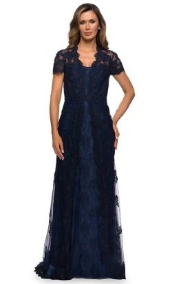 Formal Gowns La Femme - Scalloped Lace Trumpet Dress 28195SC 8 Formal Gowns La Femme - Scalloped Lace Trumpet Dress 28195SC