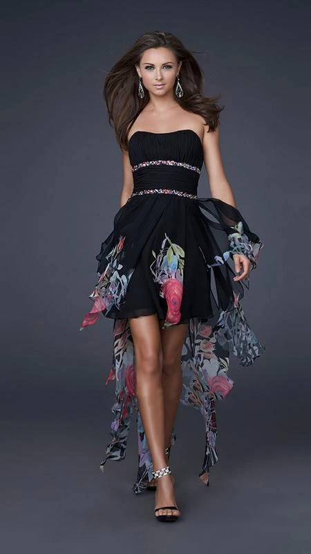 La Femme - Semi-Sweetheart Ruffled Back Overlay A-Line Dress 16289SC - 1 Pc Black In Size 6 Available 3 La Femme - Semi-Sweetheart Ruffled Back Overlay A-Line Dress 16289SC - 1 Pc Black In Size 6 Available