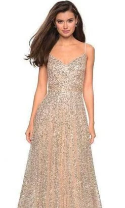 La Femme - Sequin-Ornate A-line Dress 27747SC - 1 Pc Gold In Size 14 Available 5 La Femme - Sequin-Ornate A-line Dress 27747SC - 1 Pc Gold In Size 14 Available