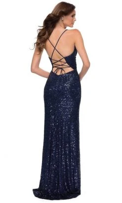La Femme - Sequined Cowl Prom Dress 29657SC - 1 Pc Navy In Size 4 Available Formal Gowns 7 La Femme - Sequined Cowl Prom Dress 29657SC - 1 Pc Navy In Size 4 Available Formal Gowns