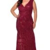 Plus Size Dresses La Femme - Sequined Faux Wrap Gown 28962SC - 1 Pc Wine In Size 12W Available 2 Plus Size Dresses La Femme - Sequined Faux Wrap Gown 28962SC - 1 Pc Wine In Size 12W Available